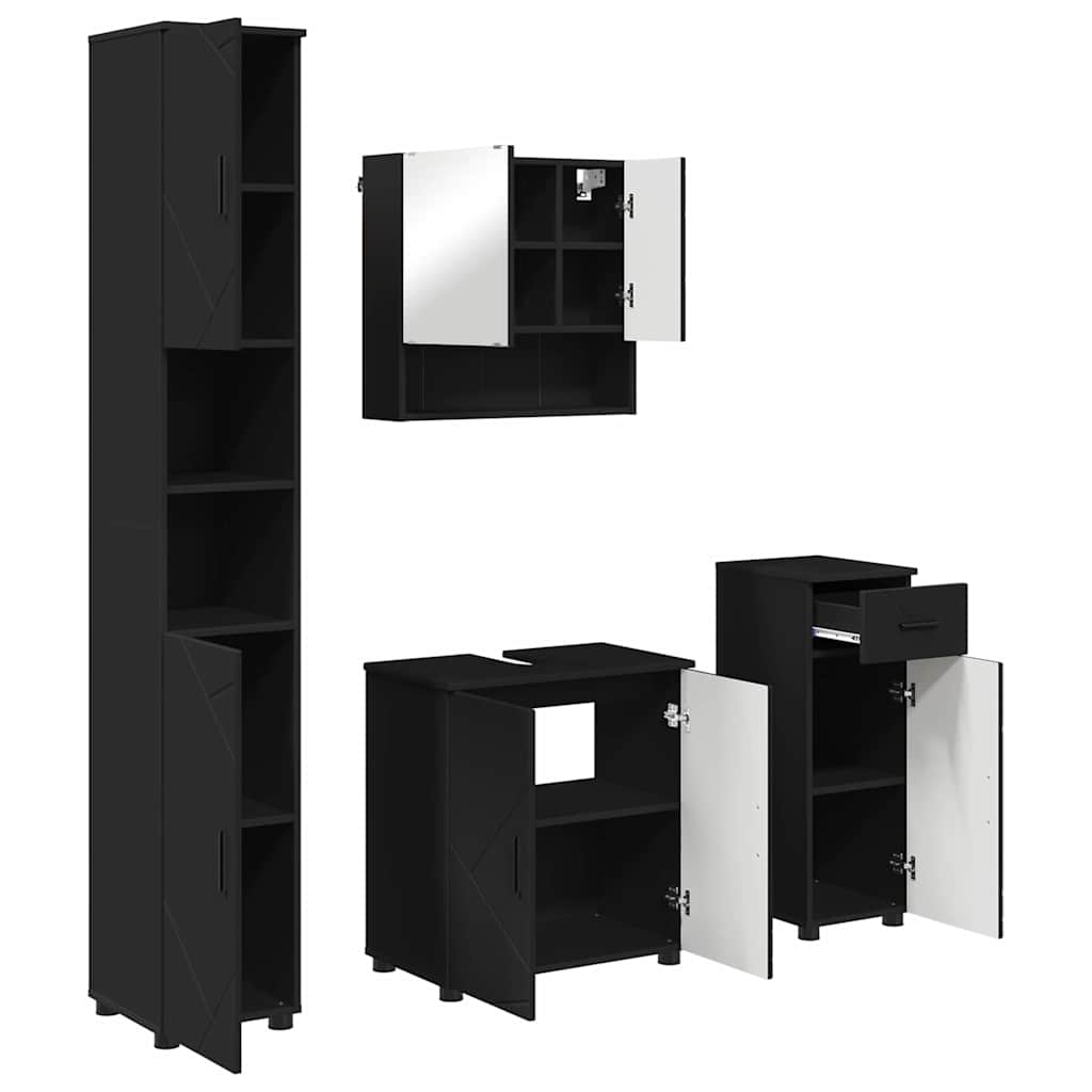 Bathroom Furniture Set with Drawer 4 pcs Black 61 x 35 x 64 cm