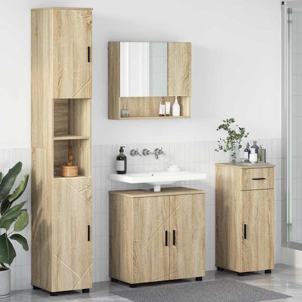 Bathroom Furniture Set 4 pcs Sonoma oak 61 x 35 x 64 cm