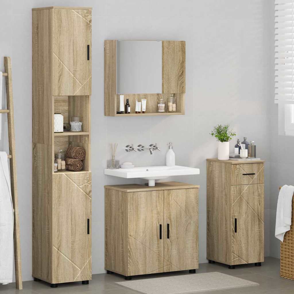 Bathroom Furniture Set 4 pcs Sonoma oak 61 x 35 x 64 cm