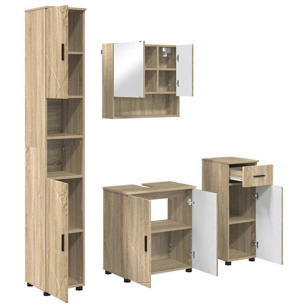 Bathroom Furniture Set 4 pcs Sonoma oak 61 x 35 x 64 cm
