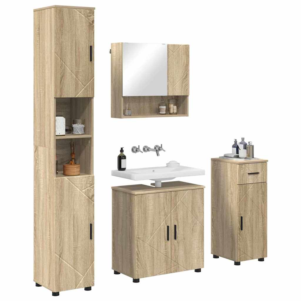 Bathroom Furniture Set 4 pcs Sonoma oak 61 x 35 x 64 cm