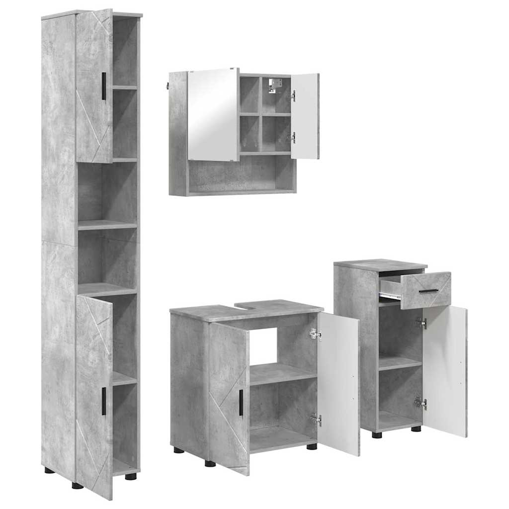 Bathroom Furniture Set 4 pcs Concrete grey 61 x 35 x 64 cm