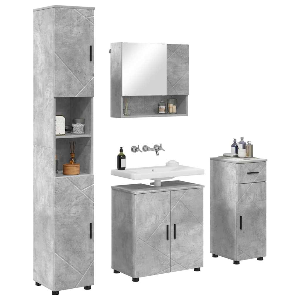 Bathroom Furniture Set 4 pcs Concrete grey 61 x 35 x 64 cm