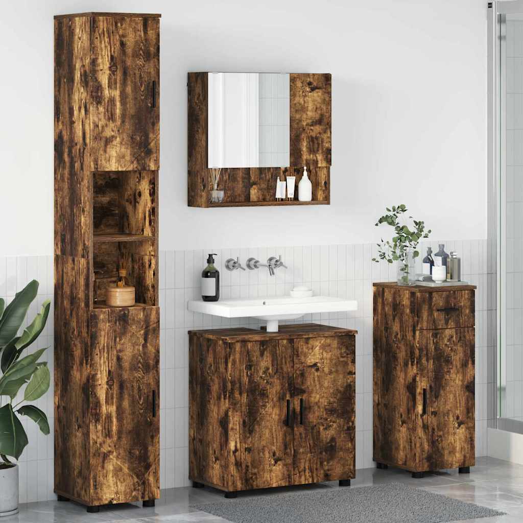 Bathroom Furniture Set 4 pcs Smoked oak 61 x 35 x 64 cm