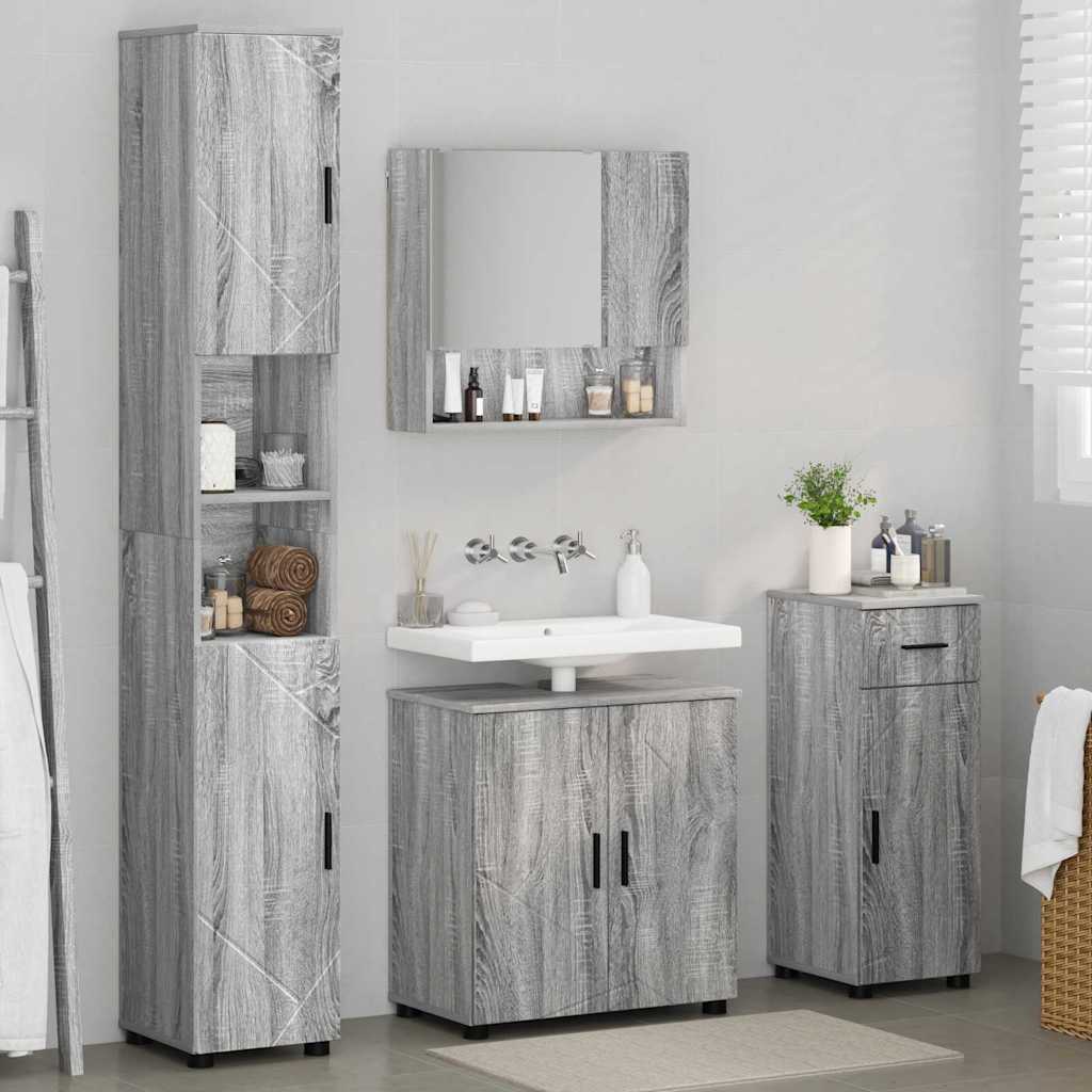 Bathroom Furniture Set 4 pcs Grey sonoma 61 x 35 x 64 cm