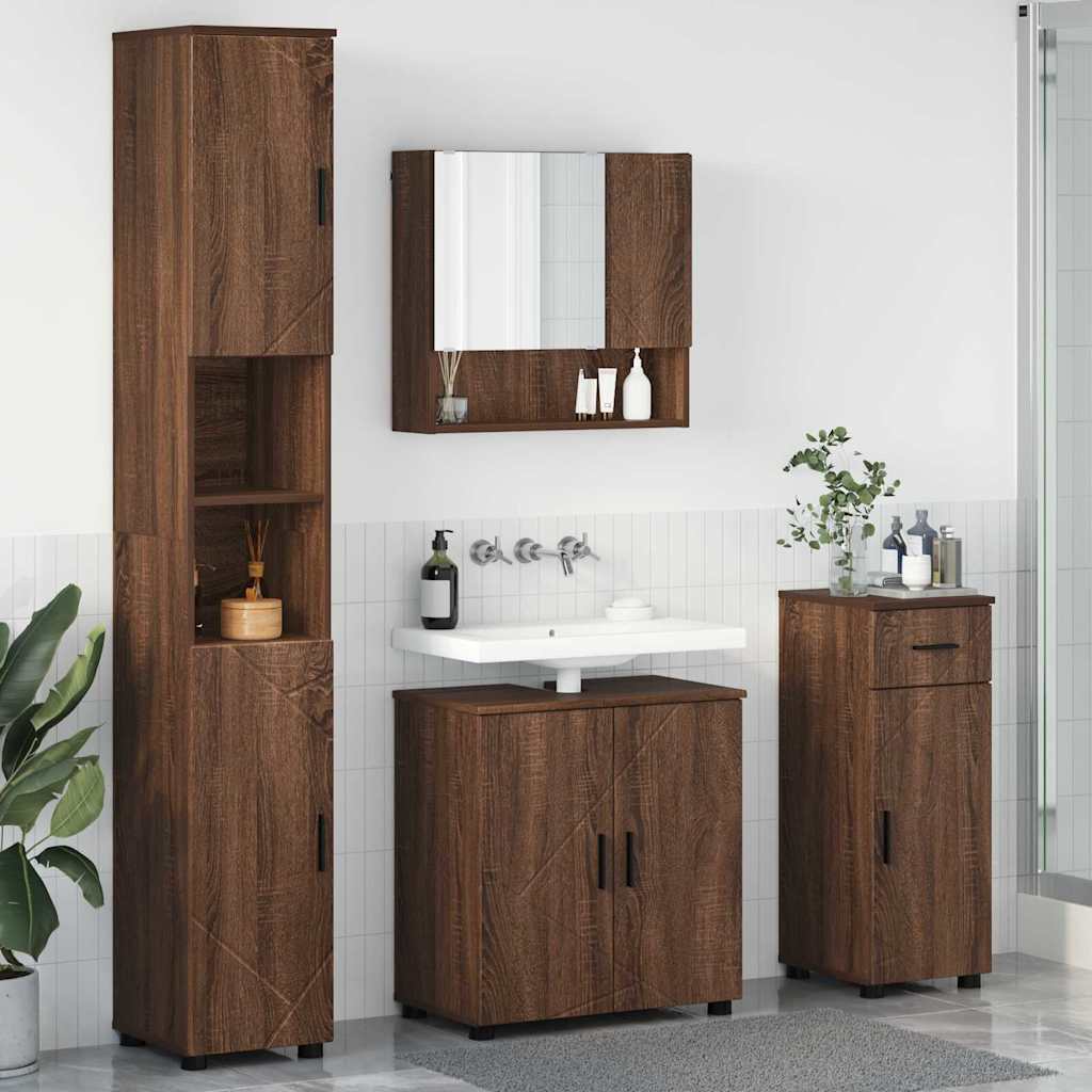 Bathroom Furniture Set 4 pcs Brown oak 61 x 35 x 64 cm