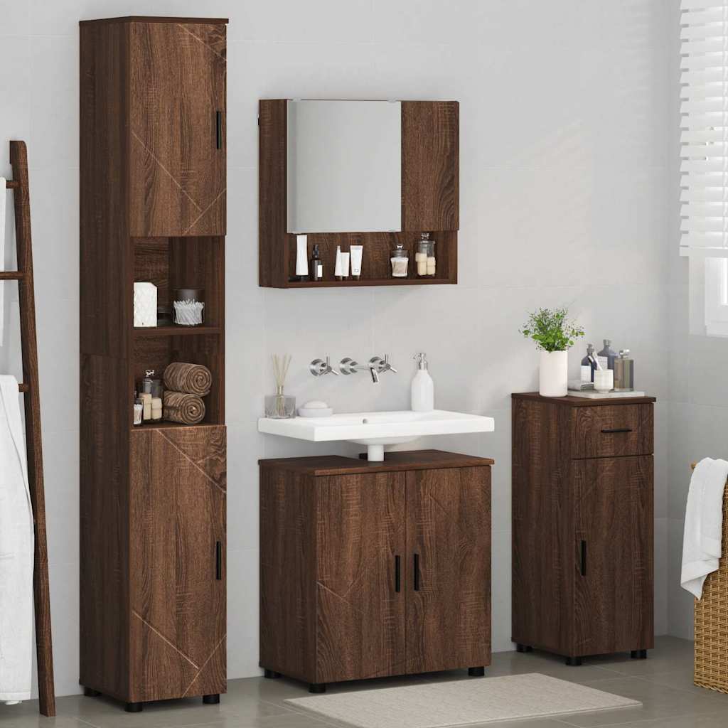 Bathroom Furniture Set 4 pcs Brown oak 61 x 35 x 64 cm
