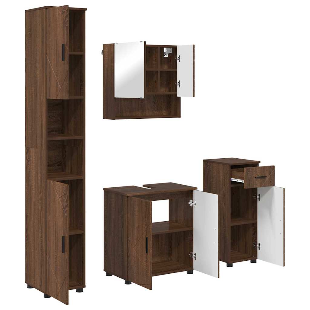 Bathroom Furniture Set 4 pcs Brown oak 61 x 35 x 64 cm