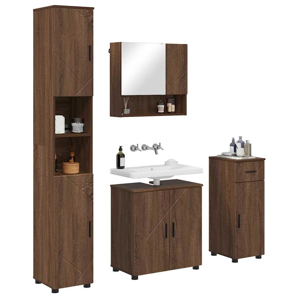 Bathroom Furniture Set 4 pcs Brown oak 61 x 35 x 64 cm