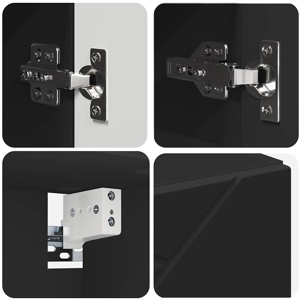 Bathroom Furniture Set 5 pcs Black Engineered wood & Metal