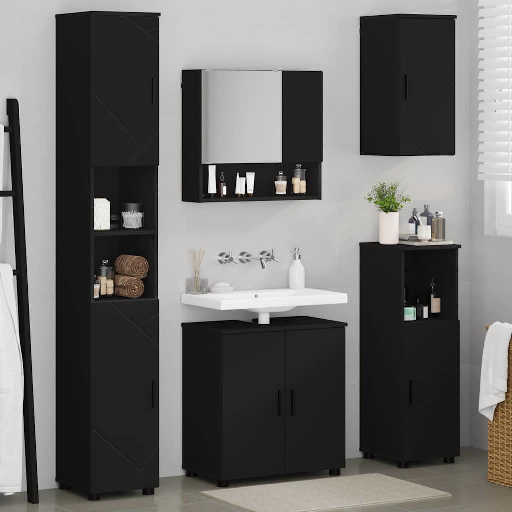 Bathroom Furniture Set Wall-mounted 5 pcs Black 61 x 35 x 64 cm