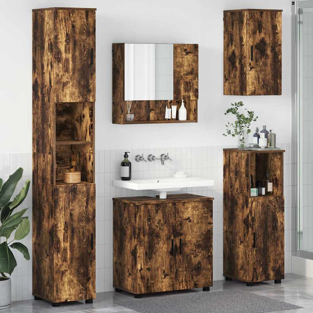 Bathroom Furniture Set 5 pcs Smoked oak 61 x 35 x 64 cm