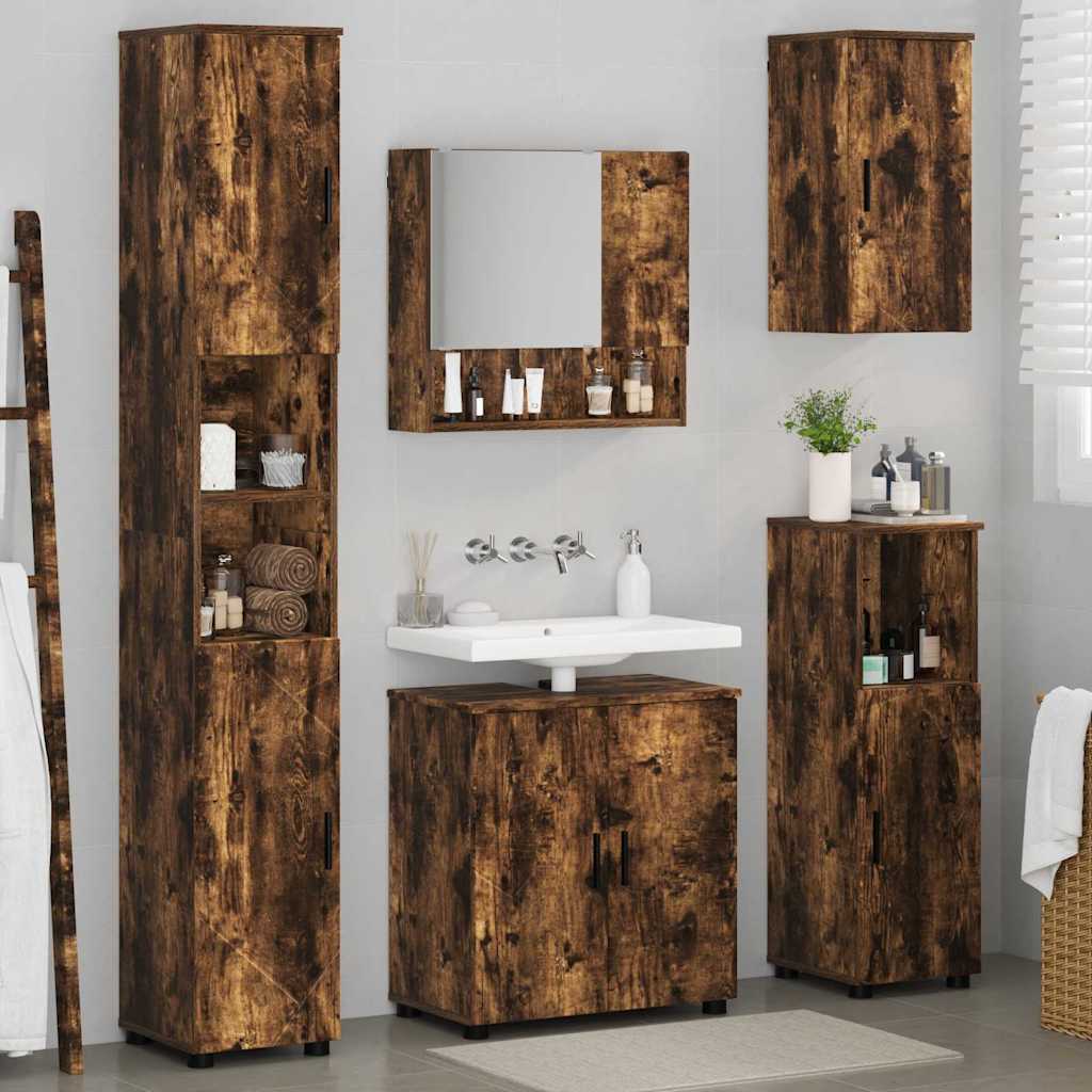Bathroom Furniture Set 5 pcs Smoked oak 61 x 35 x 64 cm