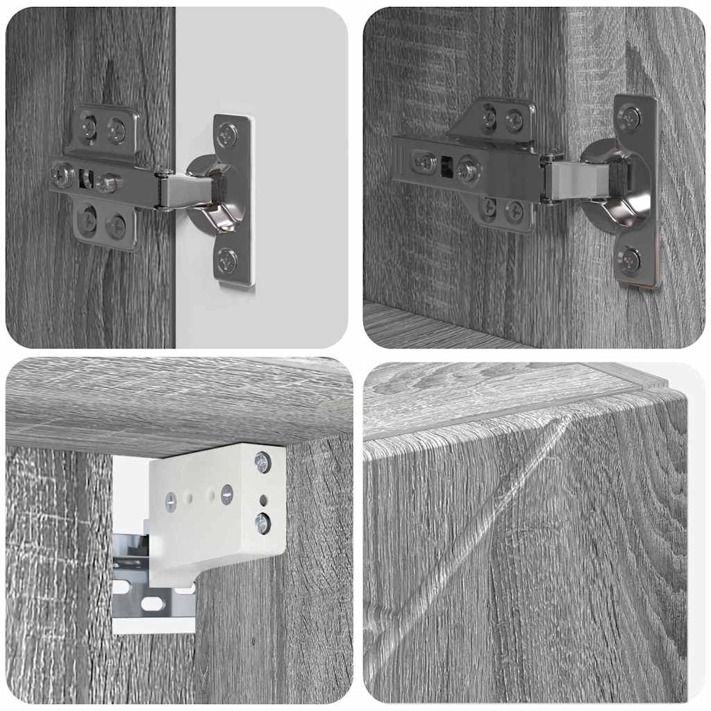 Bathroom Furniture Set Wall-mounted with Door 5 pcs Grey Sonoma