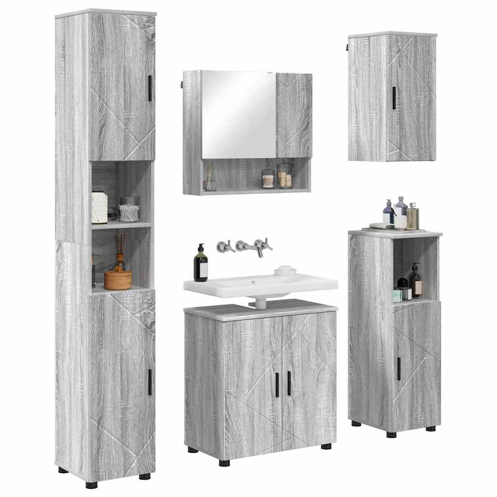 Bathroom Furniture Set 5 pcs Grey sonoma 61 x 35 x 64 cm