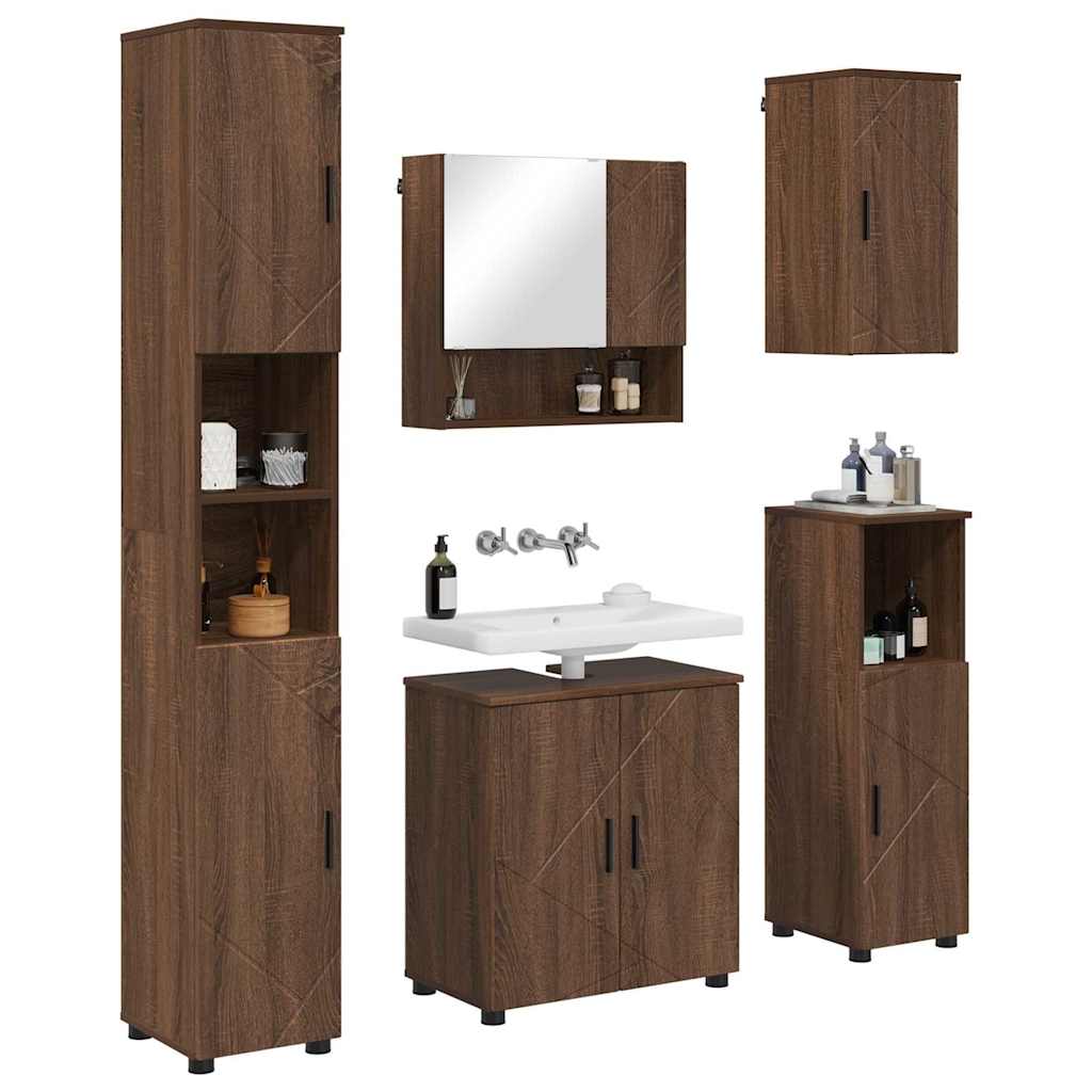 Bathroom Furniture Set 5 pcs Brown oak 61 x 35 x 64 cm