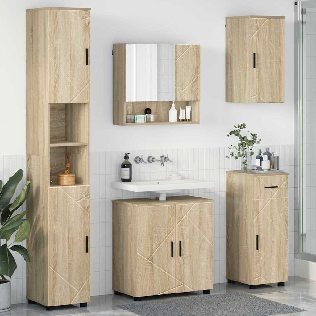 Bathroom Furniture Set 5 pcs Sonoma oak 61 x 35 x 64 cm