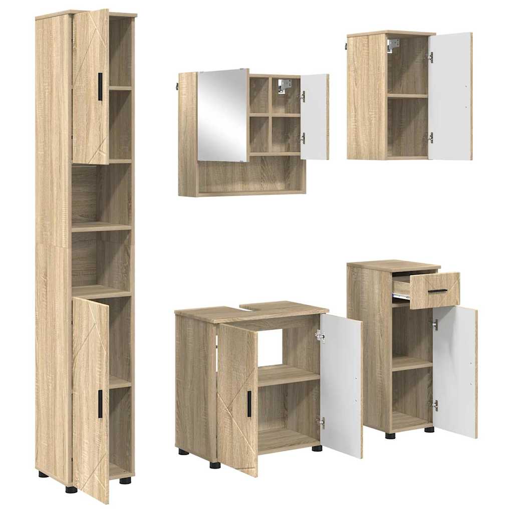 Bathroom Furniture Set 5 pcs Sonoma oak 61 x 35 x 64 cm
