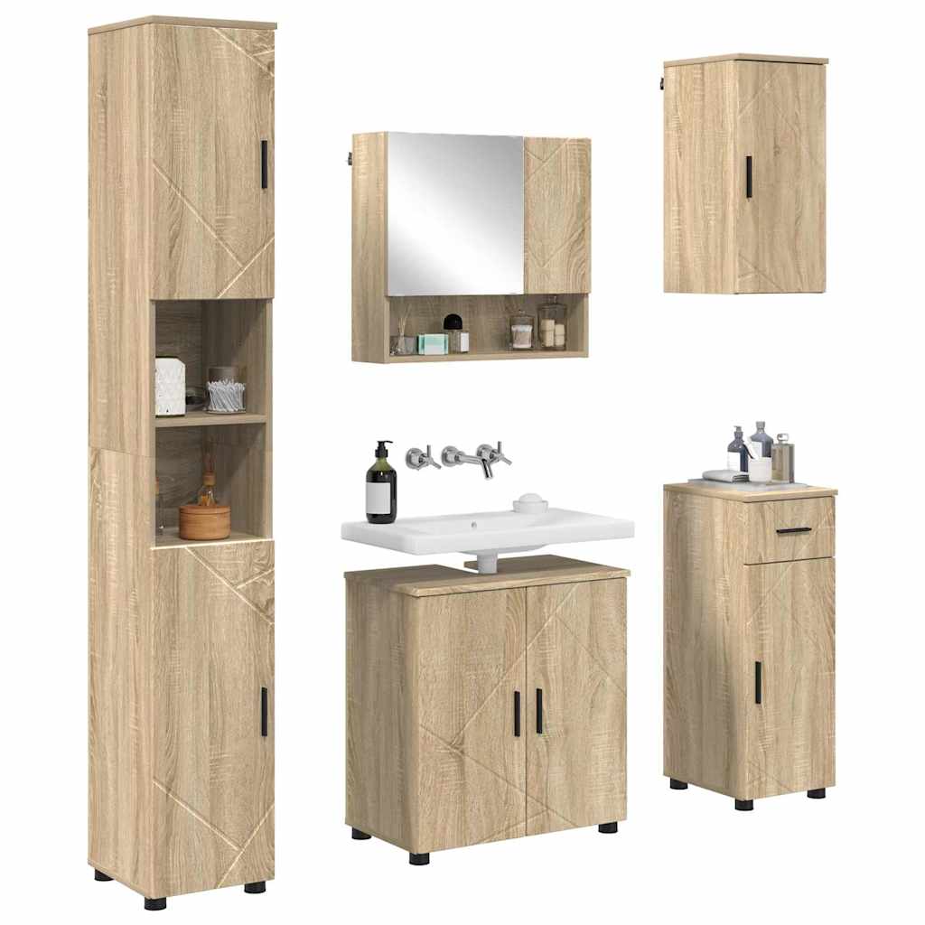 Bathroom Furniture Set 5 pcs Sonoma oak 61 x 35 x 64 cm