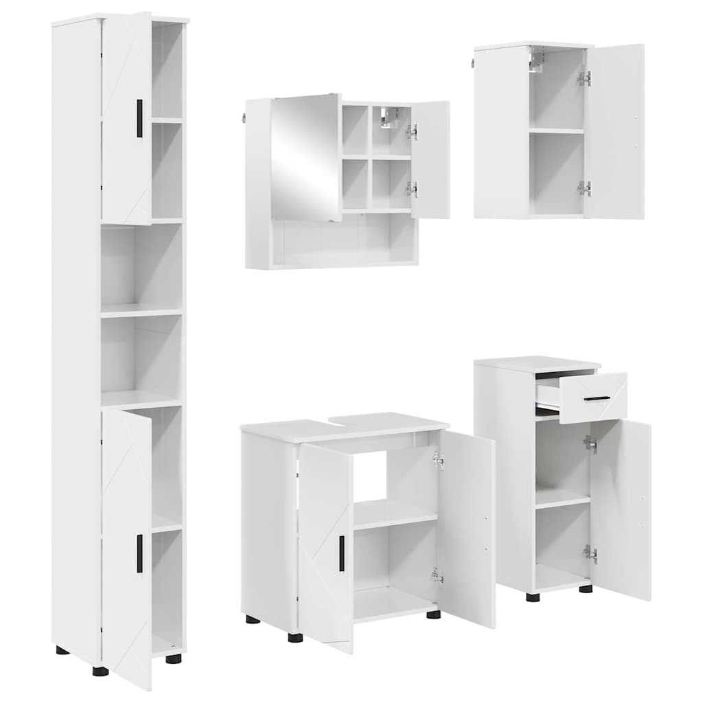 Bathroom Furniture Set 5 pcs High gloss white 61 x 35 x 64 cm