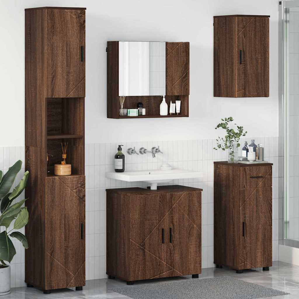 Bathroom Furniture Set 5 pcs Brown oak 61 x 35 x 64 cm