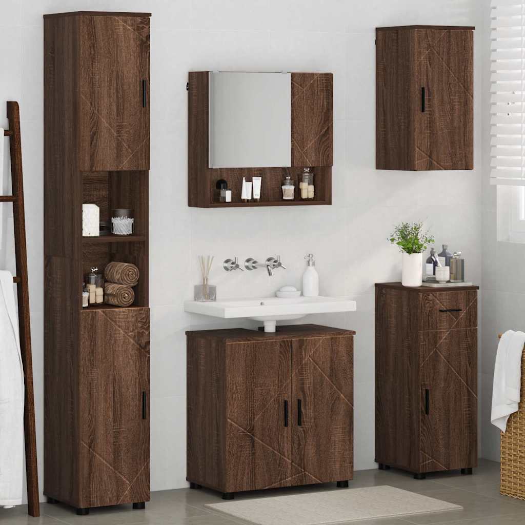 Bathroom Furniture Set 5 pcs Brown oak 61 x 35 x 64 cm