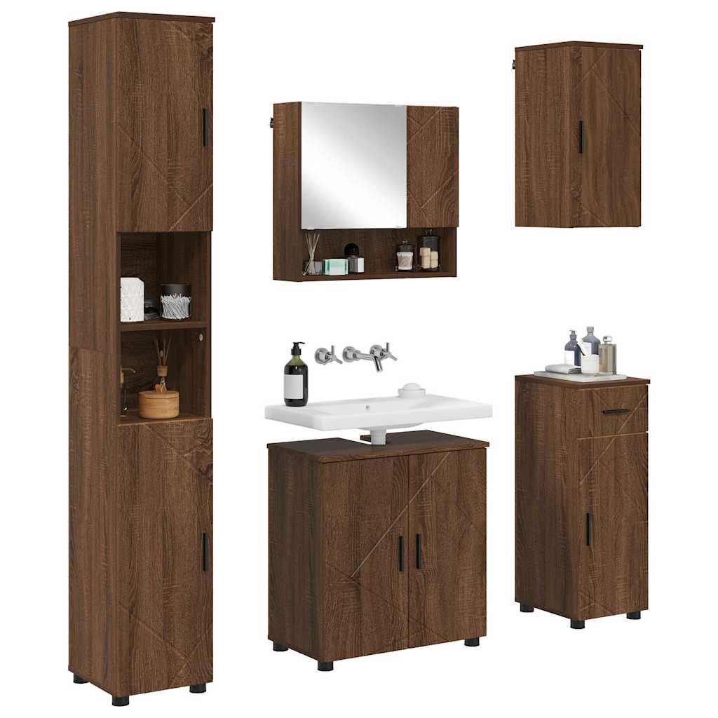 Bathroom Furniture Set 5 pcs Brown oak 61 x 35 x 64 cm