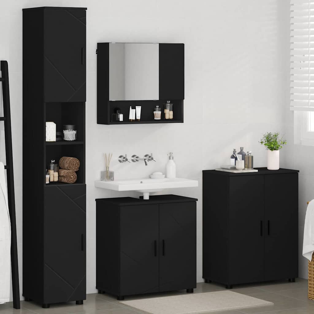 Bathroom Furniture Set Wall-mounted 4 pcs Black 61 x 35 x 64 cm