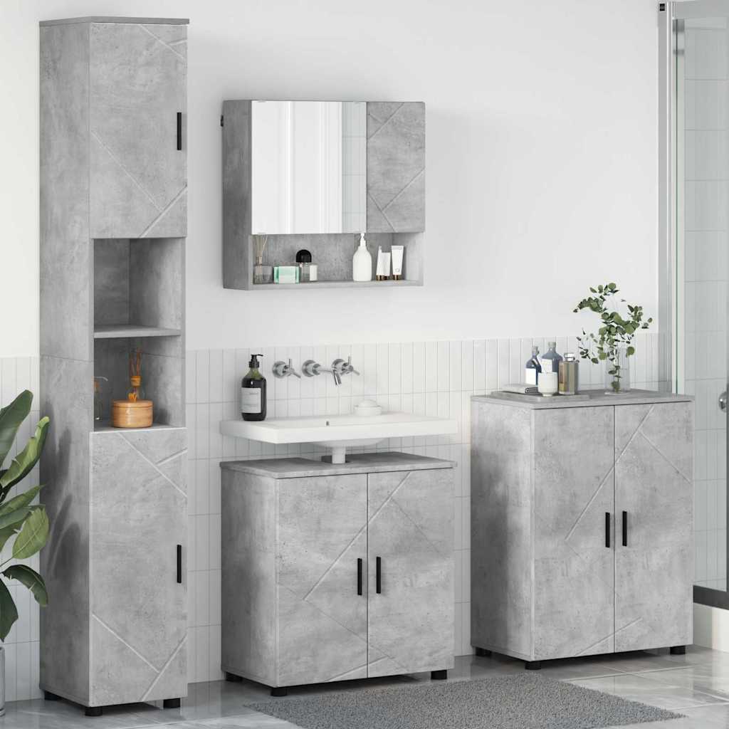 Bathroom Furniture Set 4 pcs Concrete grey 61 x 35 x 64 cm