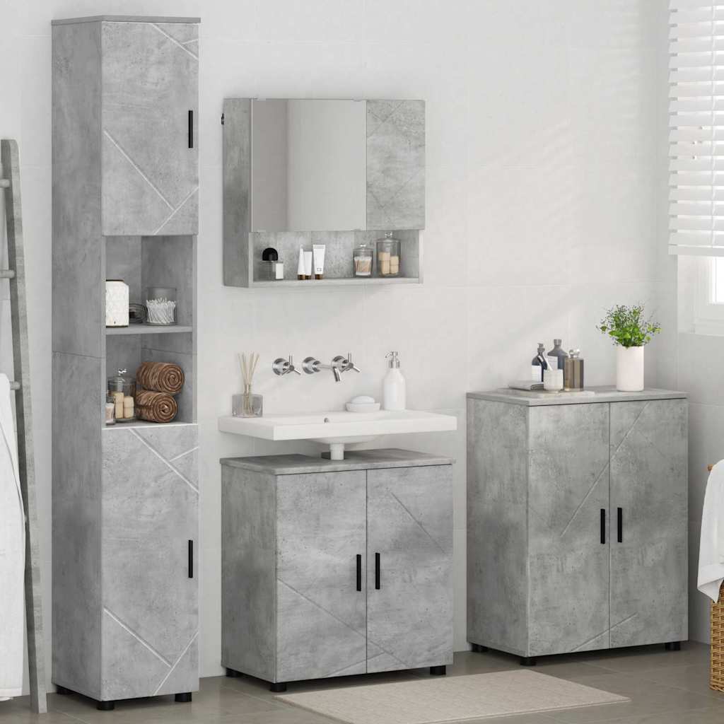 Bathroom Furniture Set 4 pcs Concrete grey 61 x 35 x 64 cm