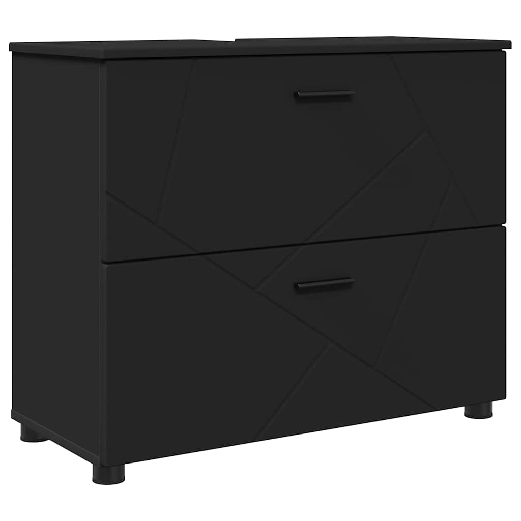 Bathroom Furniture Set with Shelf 2 pcs Black 76.5 x 35 x 64 cm