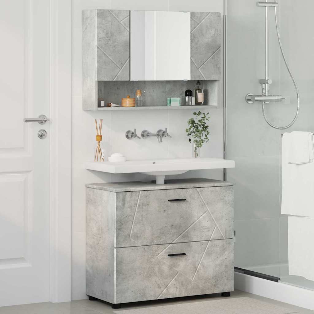 Bathroom Furniture Set 2 pcs Concrete grey 76.5 x 35 x 64 cm