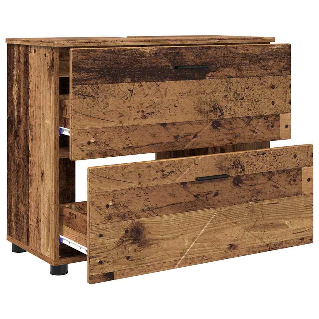 Bathroom Furniture Set 3 pcs Old wood 76.5 x 35 x 64 cm