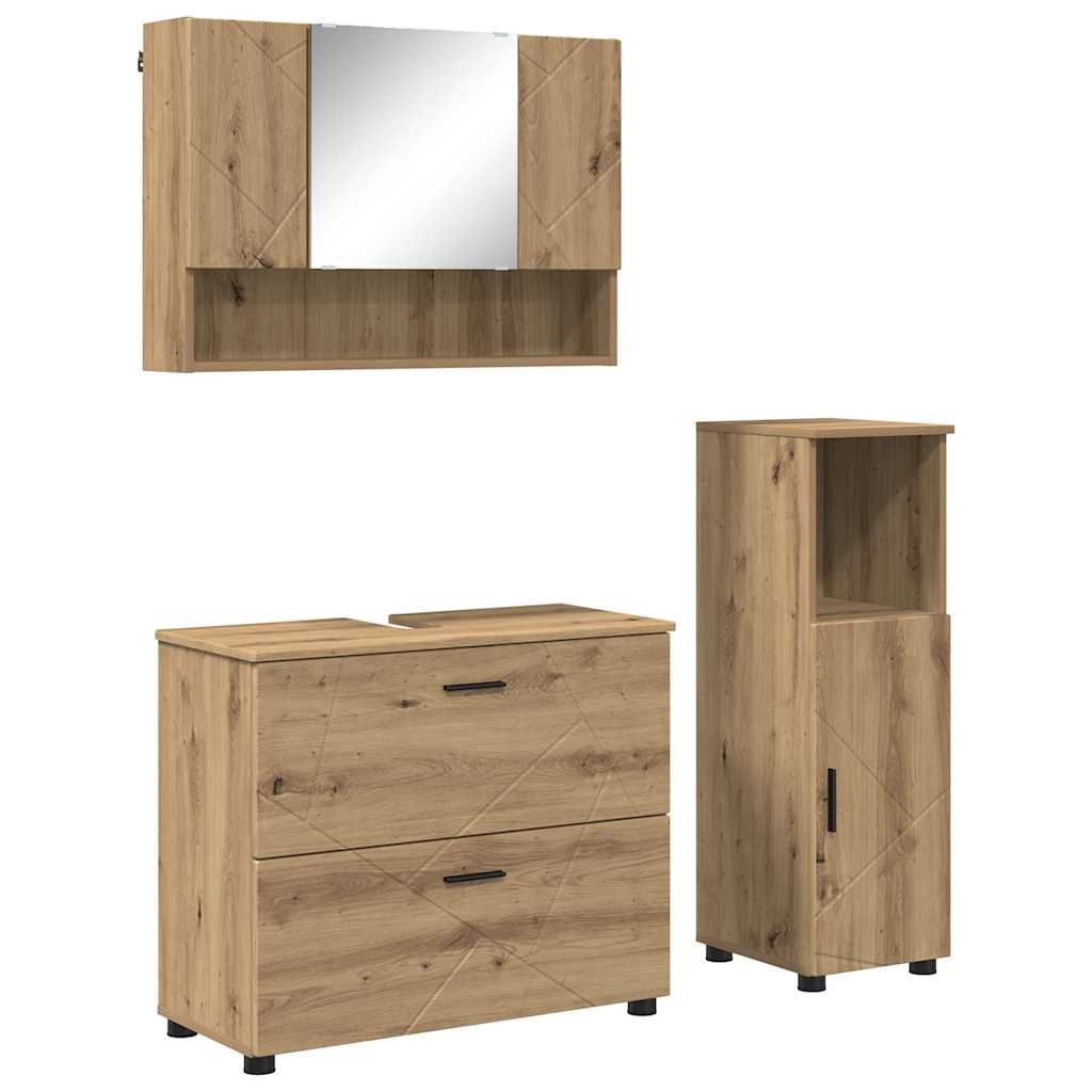 Bathroom Furniture Set 3 pcs Artisan oak 76.5 x 35 x 64 cm