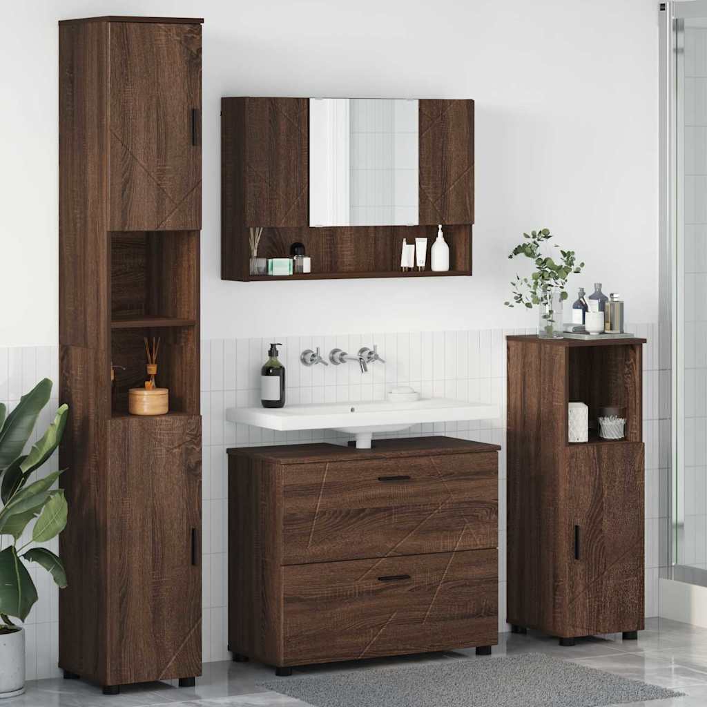 Bathroom Furniture Set 4 pcs Brown oak 30 x 35 x 192 cm