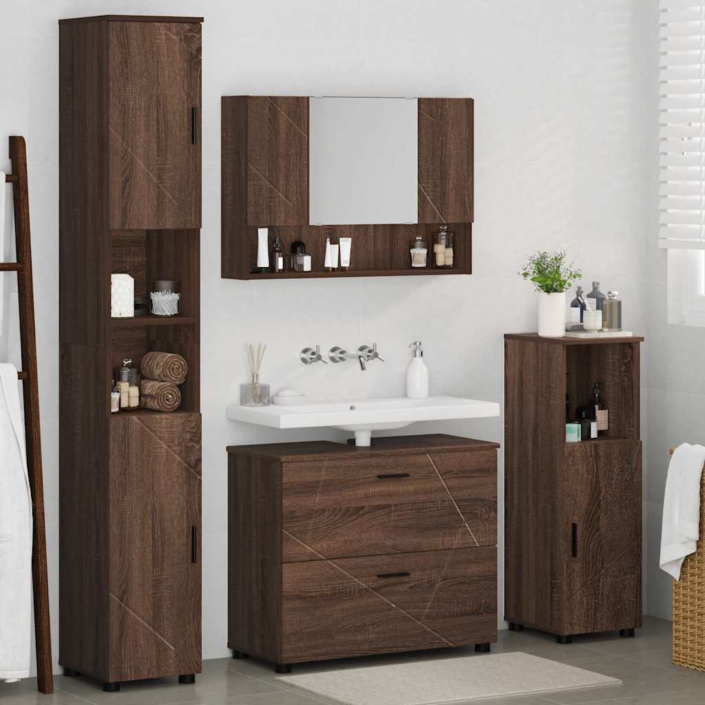 Bathroom Furniture Set 4 pcs Brown oak 30 x 35 x 192 cm