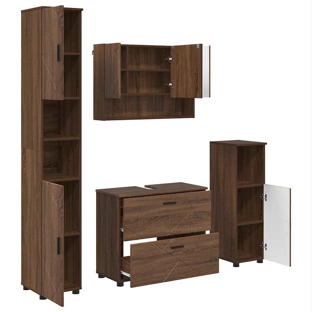 Bathroom Furniture Set 4 pcs Brown oak 30 x 35 x 192 cm
