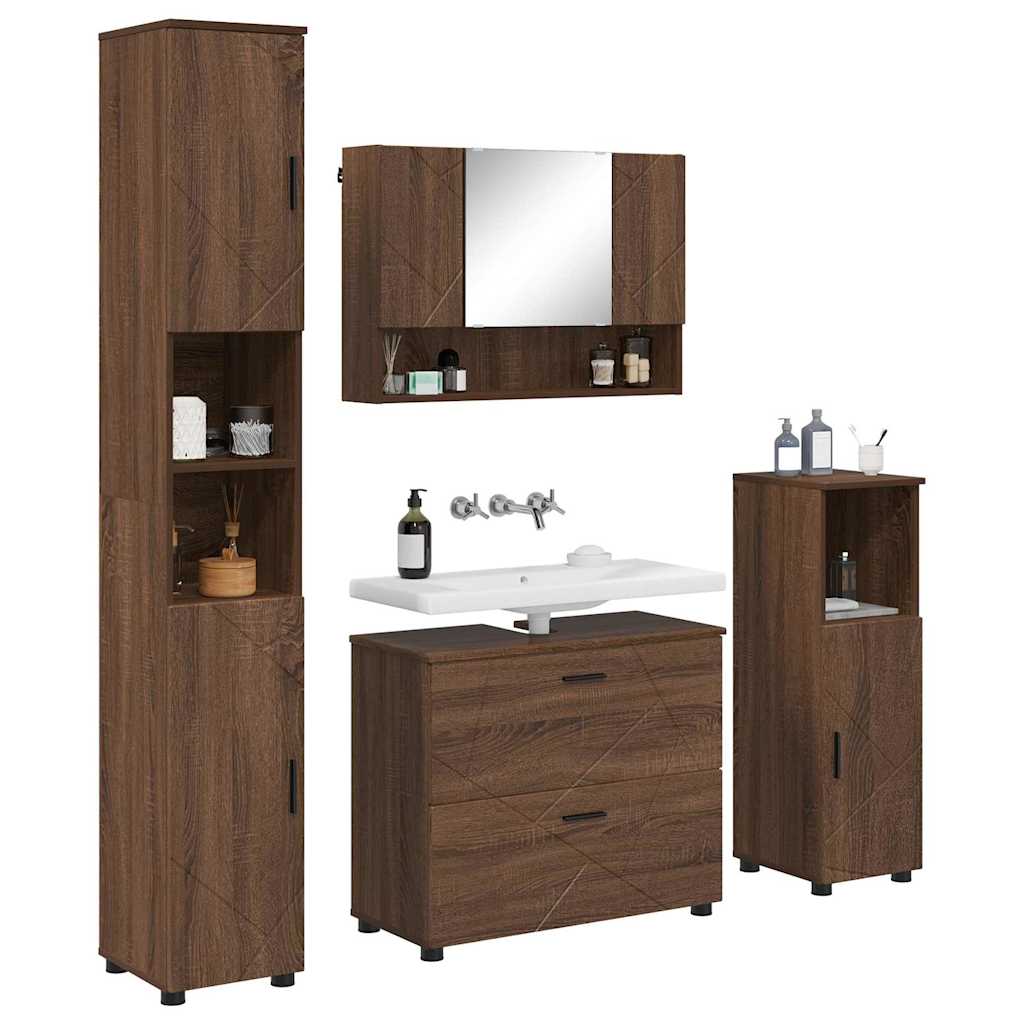 Bathroom Furniture Set 4 pcs Brown oak 30 x 35 x 192 cm