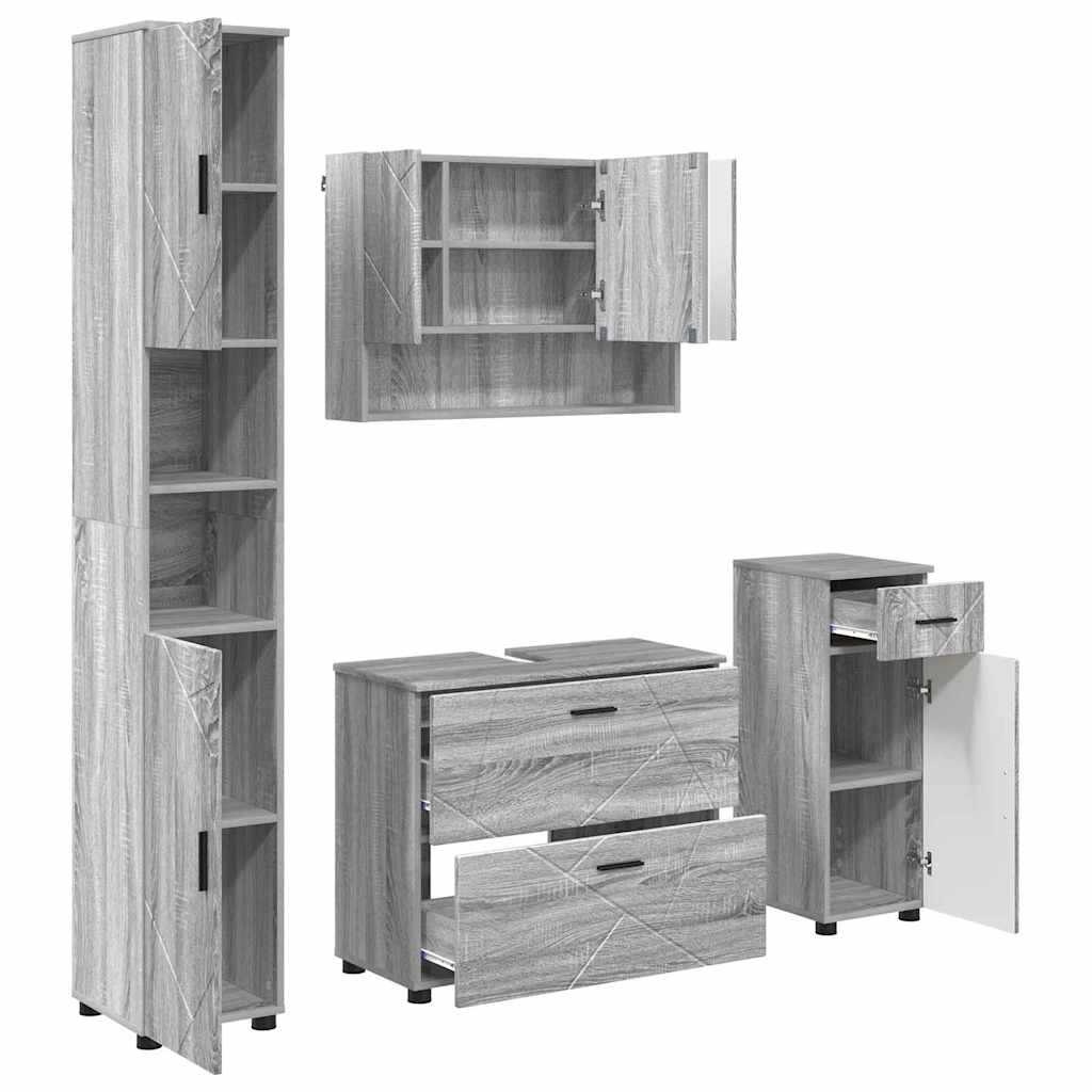 Bathroom Furniture Set 4 pcs Grey sonoma 30 x 35 x 192 cm
