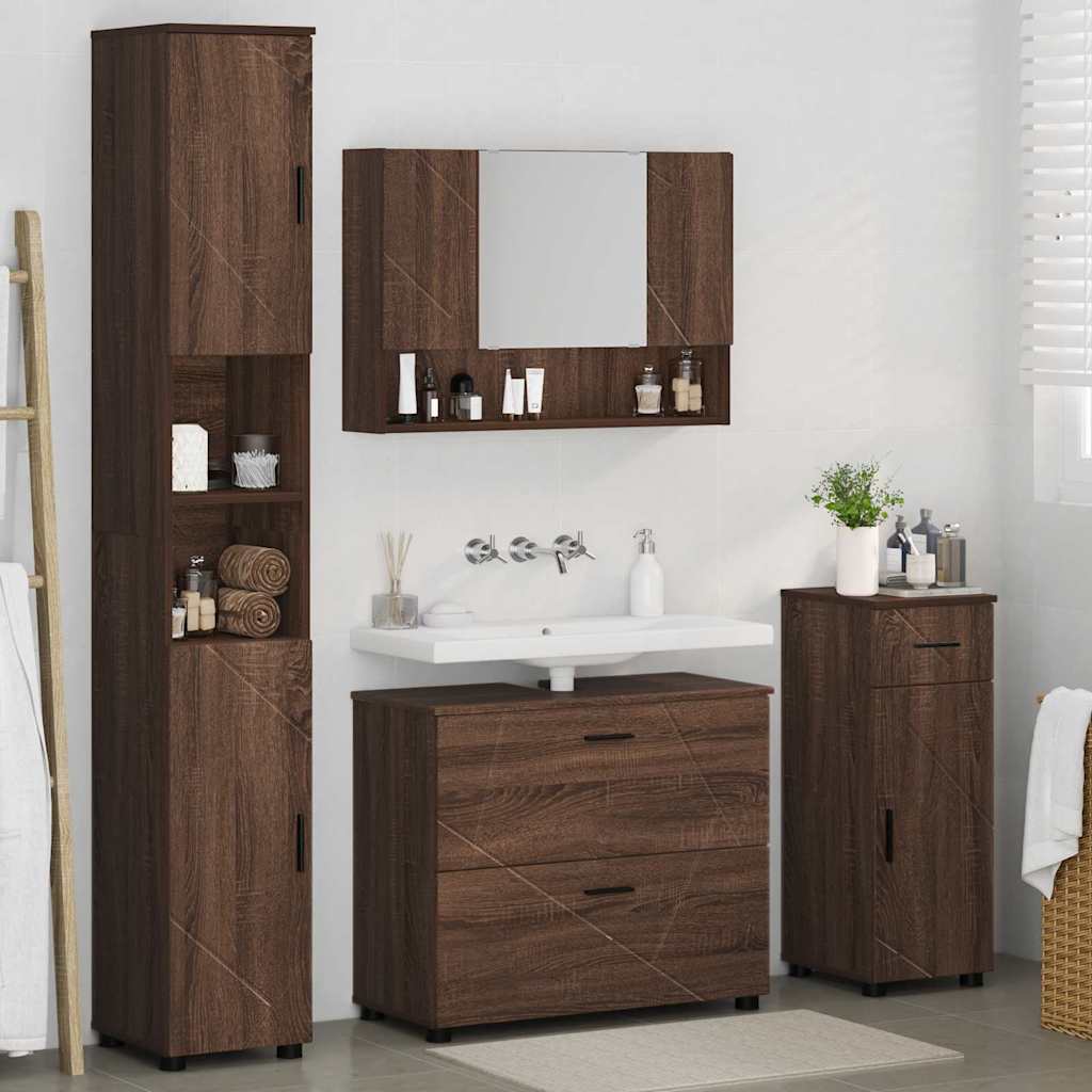 Bathroom Furniture Set 4 pcs Brown oak 30 x 35 x 192 cm