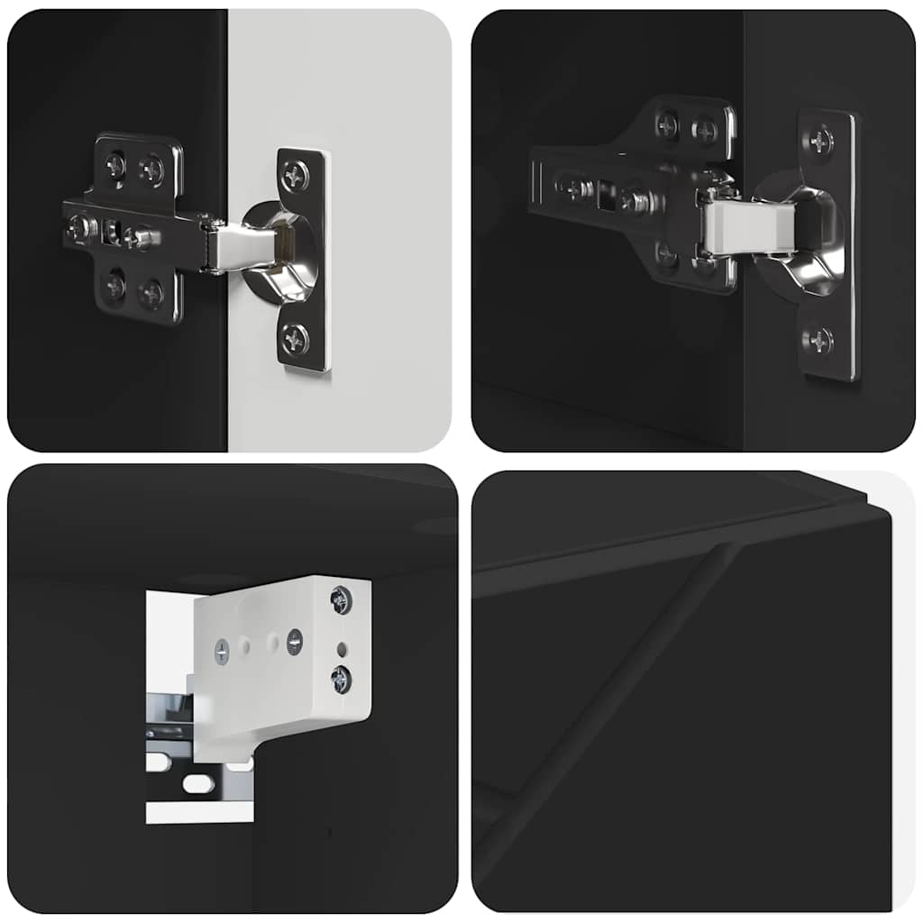 Bathroom Furniture Set 5 pcs Black Engineered Wood and Metal