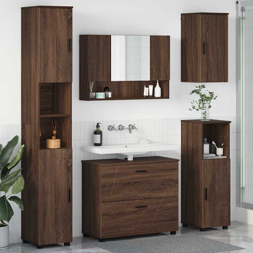 Bathroom Furniture Set 5 pcs Brown oak 30 x 35 x 192 cm