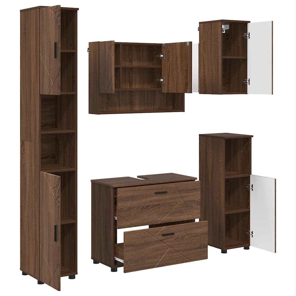 Bathroom Furniture Set 5 pcs Brown oak 30 x 35 x 192 cm