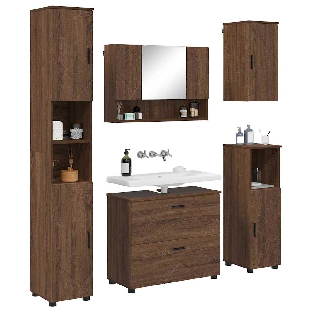 Bathroom Furniture Set 5 pcs Brown oak 30 x 35 x 192 cm