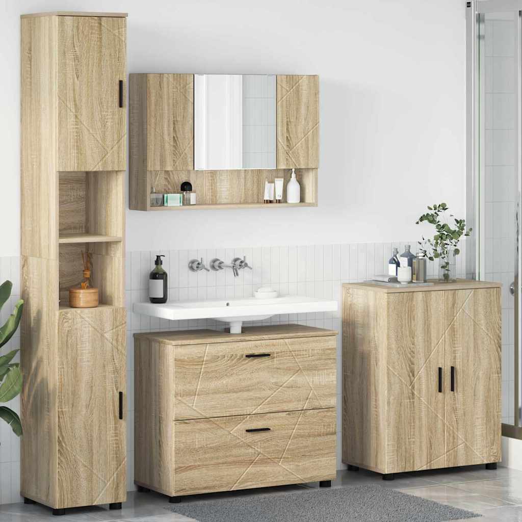 Bathroom Furniture Set 4 pcs Sonoma oak 30 x 35 x 192 cm