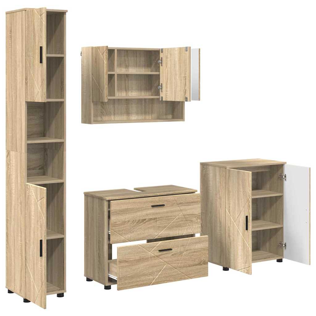 Bathroom Furniture Set 4 pcs Sonoma oak 30 x 35 x 192 cm