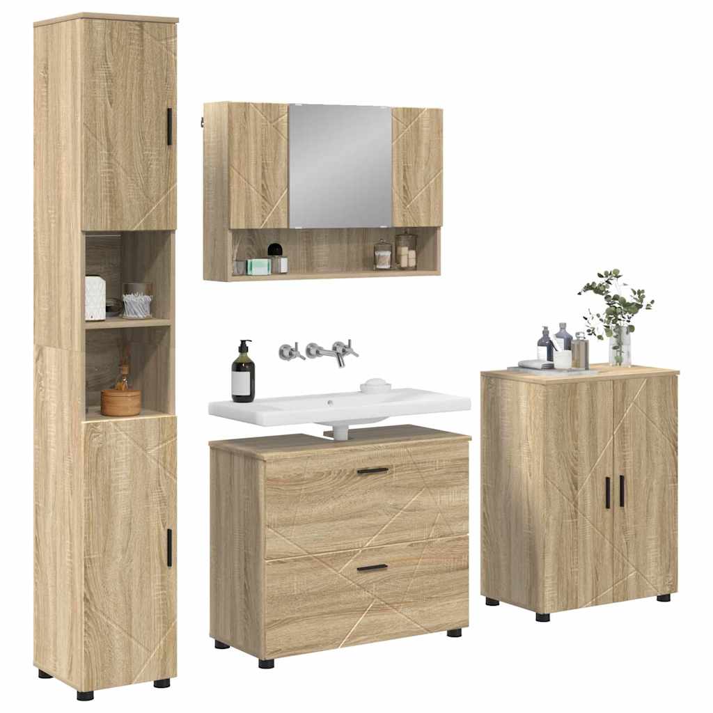 Bathroom Furniture Set 4 pcs Sonoma oak 30 x 35 x 192 cm