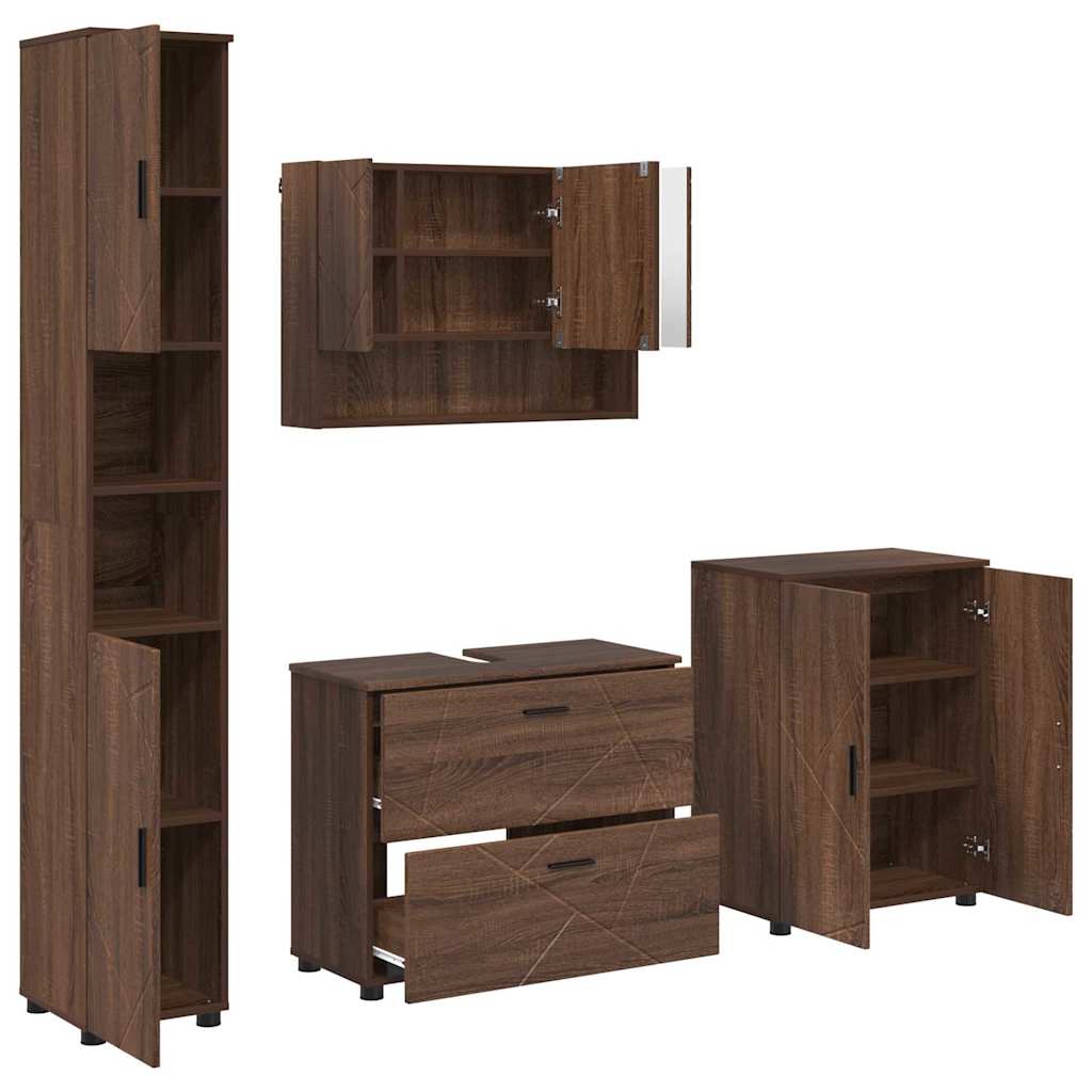 Bathroom Furniture Set 4 pcs Brown oak 30 x 35 x 192 cm