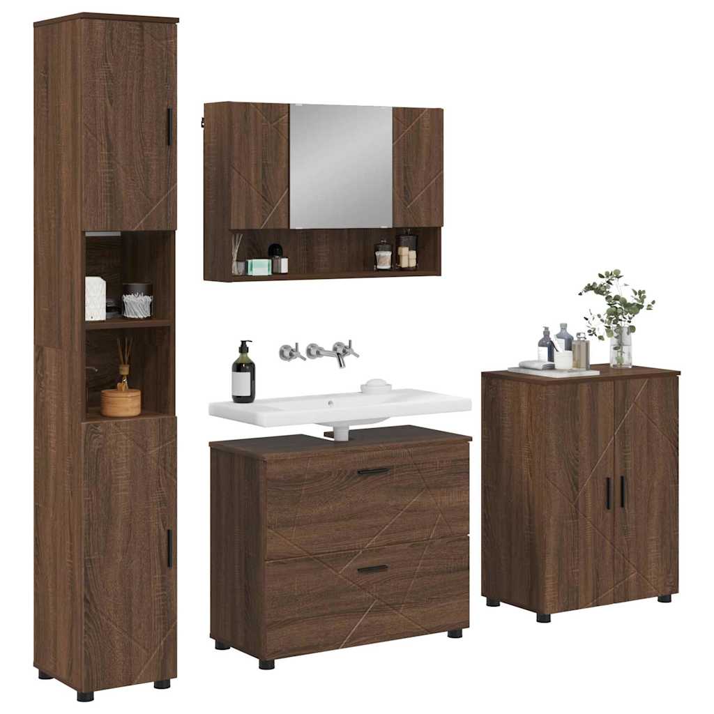 Bathroom Furniture Set 4 pcs Brown oak 30 x 35 x 192 cm