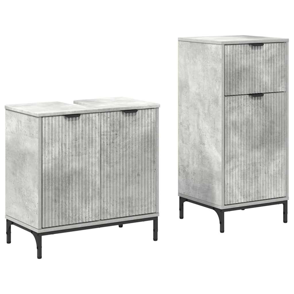 Bathroom Furniture Set 2 pcs Concrete grey 39.5 x 36 x 88 cm